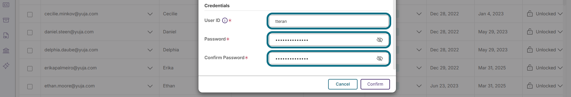 Lumina enter user ID and password