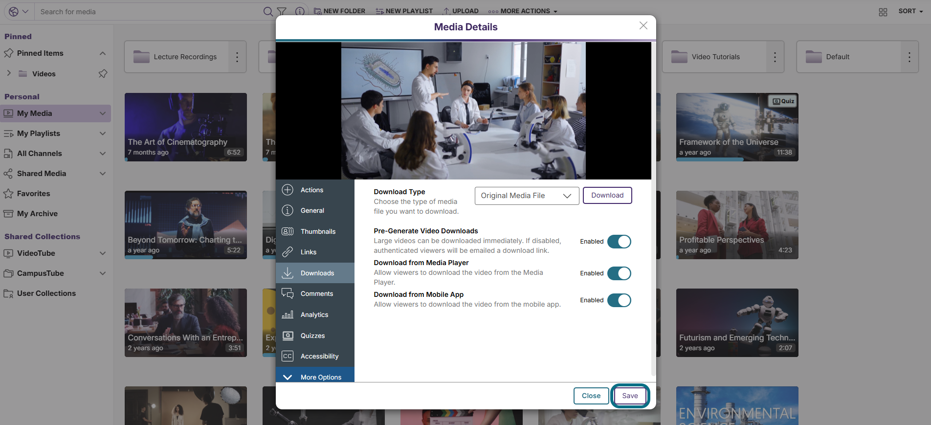 Lumina save download settings