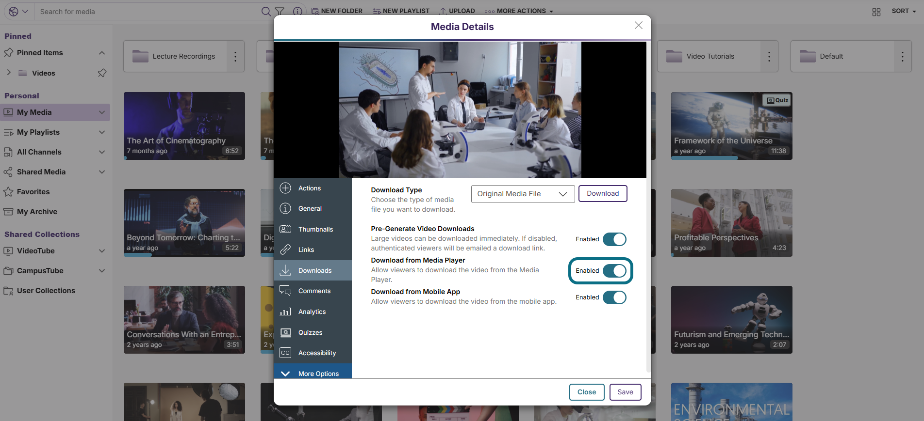Lumina Download from Media Player