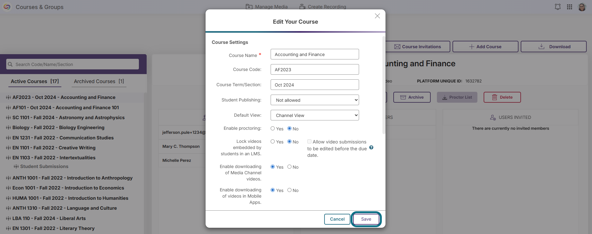 Lumina save media channel video download settings