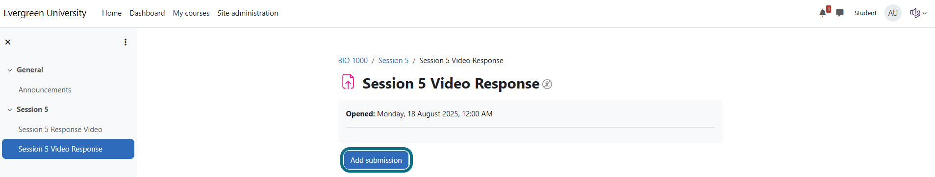 Moodle add submission to assignment