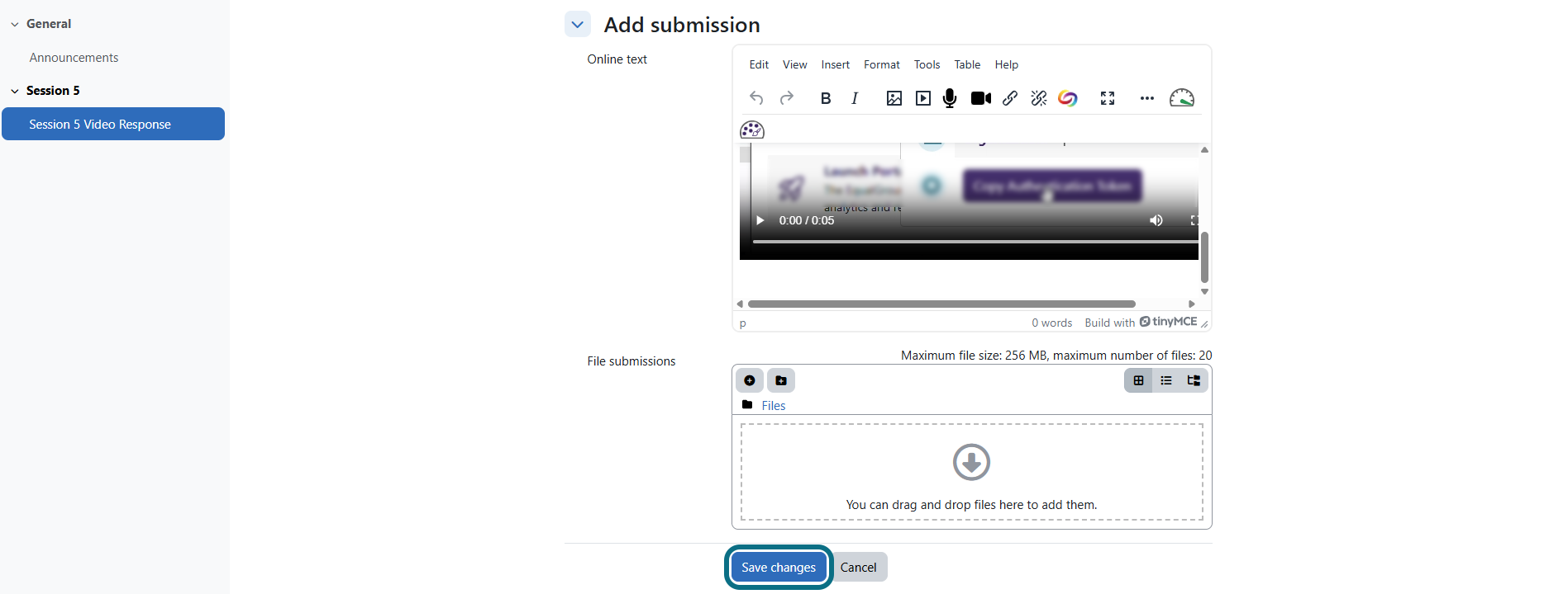 Moodle save assignment