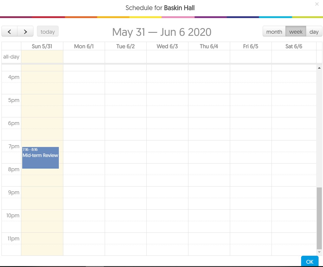 Device calendar with scheduled event visible