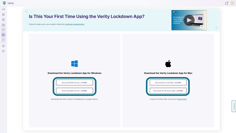 Installing the Verity Lockdown App for Windows or Mac.
