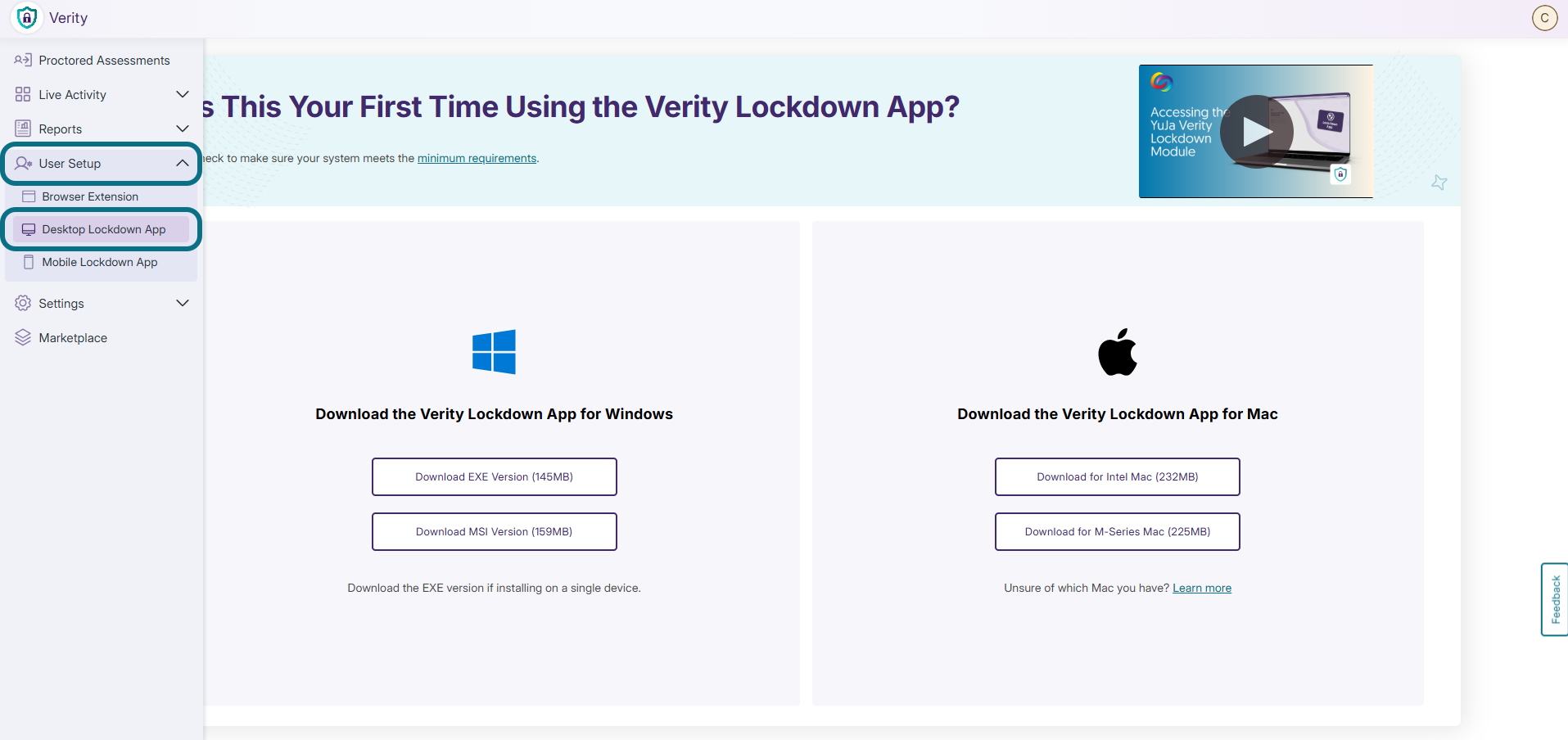 The navigation panel highlighting the Desktop Lockdown App.