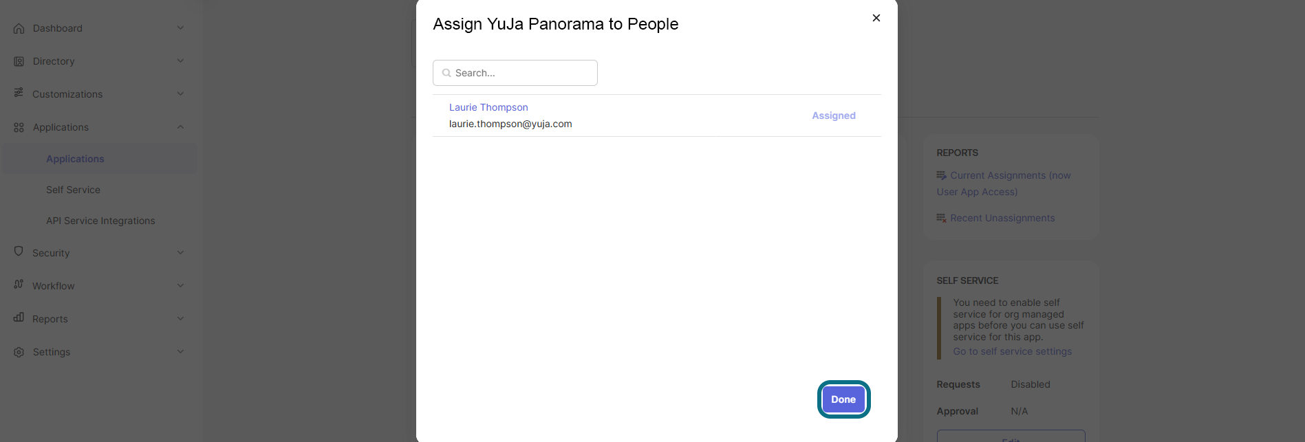Okta applications page with done button circled.png