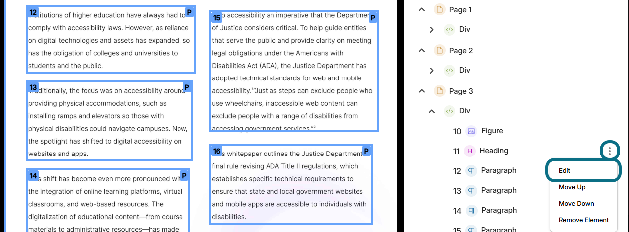 Panorama Structural Remediation with element and edit button circled