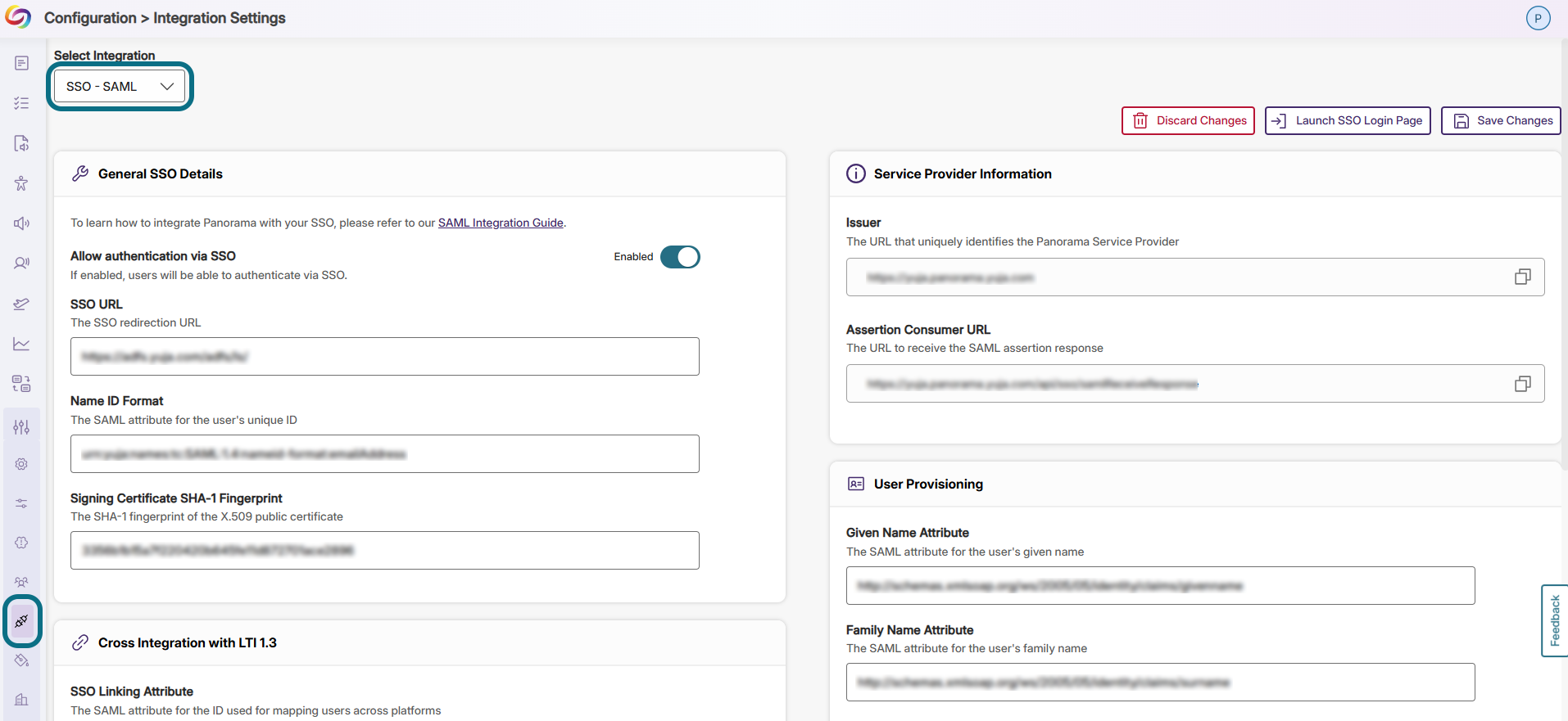 SSO-SAML Integration with Select Integration circled