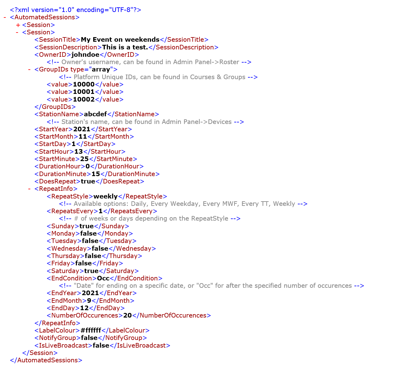Example of an XML file.