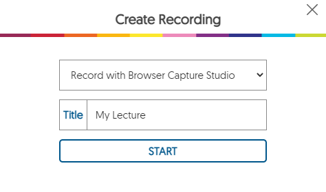 The Create Recording window Features the option to Record with Browser Capture Studio.