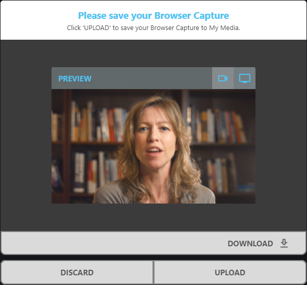 Dialogue window to save or discard your recording.