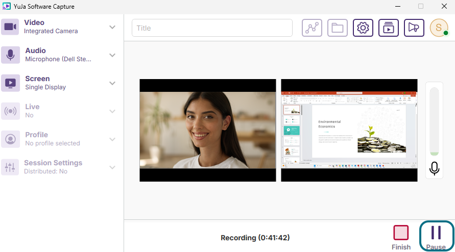 Mise en pause de l'enregistrement dans Software Capture