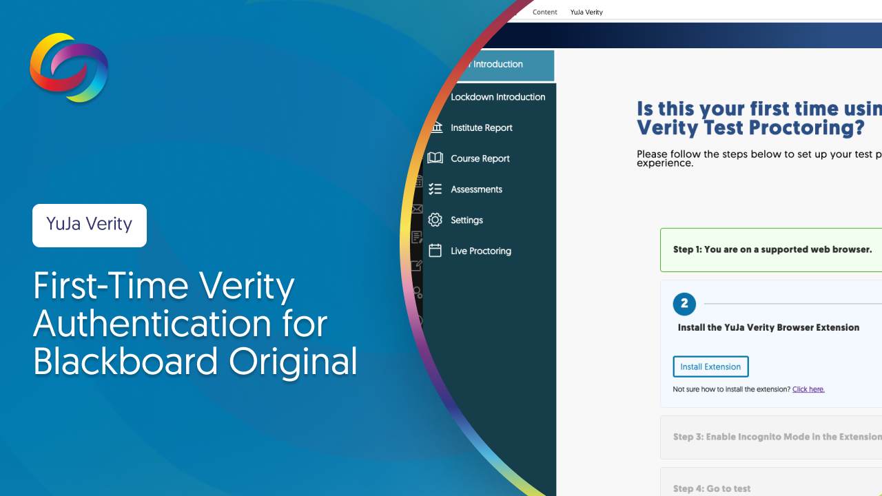 Vignette : première authentification Verity pour Blackboard Original.