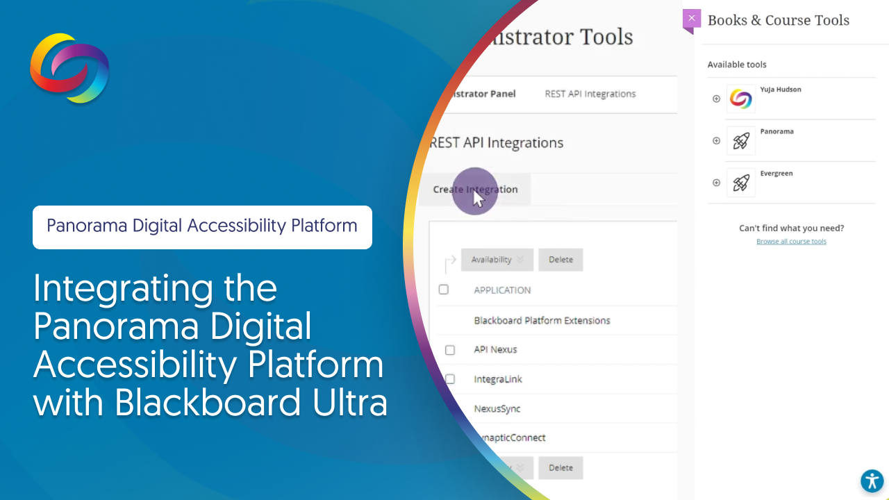 Vignette : Intégration de la plateforme d'accessibilité numérique Panorama à Blackboard Ultra.