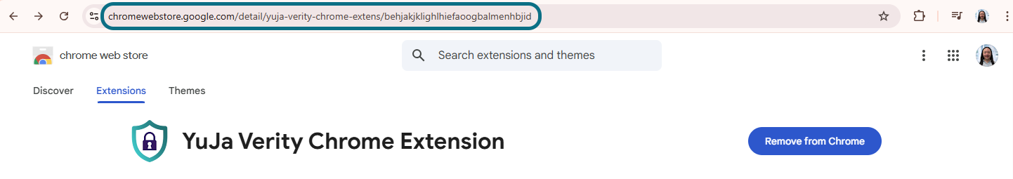 Chrome Web Store de Google avec la barre de recherche du navigateur encerclée