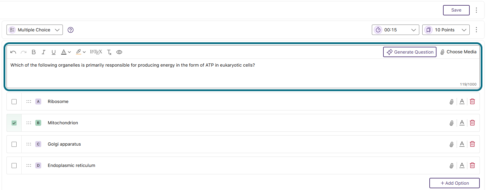 Champ de texte du sondage dans Engage