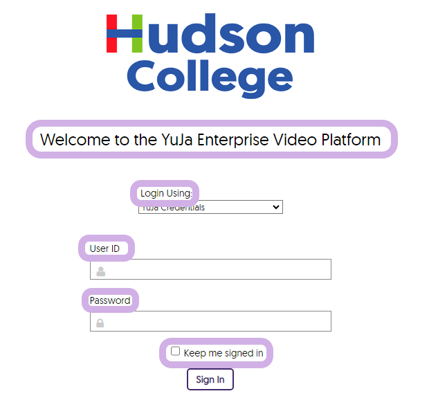 La page de connexion de la plateforme vidéo est affichée.