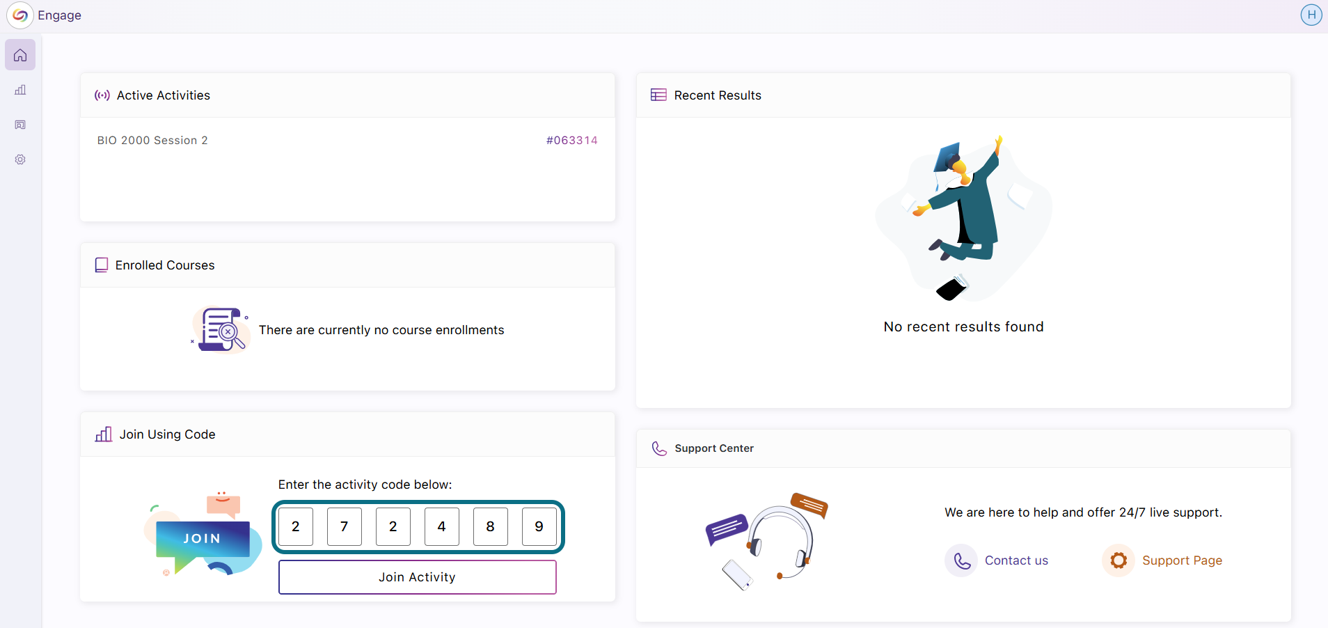 Saisie du code du sondage dans Engage