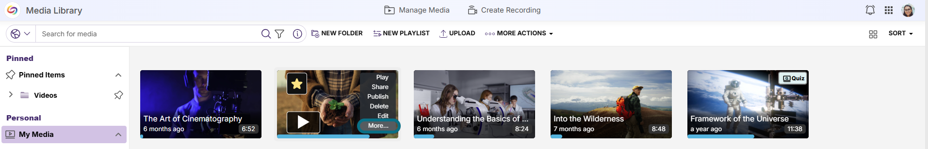 Plateforme vidéo : sélectionner la vidéo
