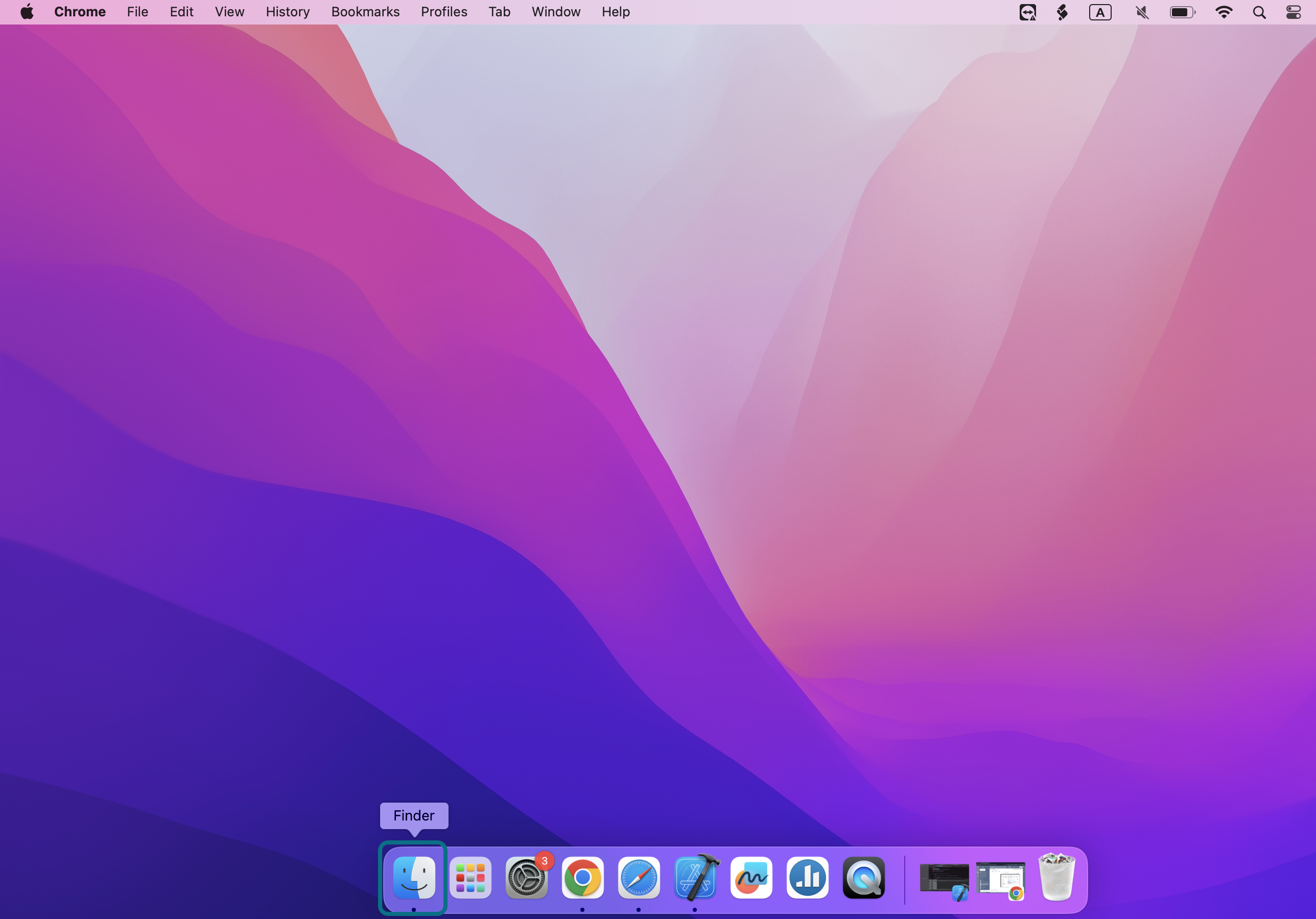 L'icône Finder dans la barre de navigation du Macbook.