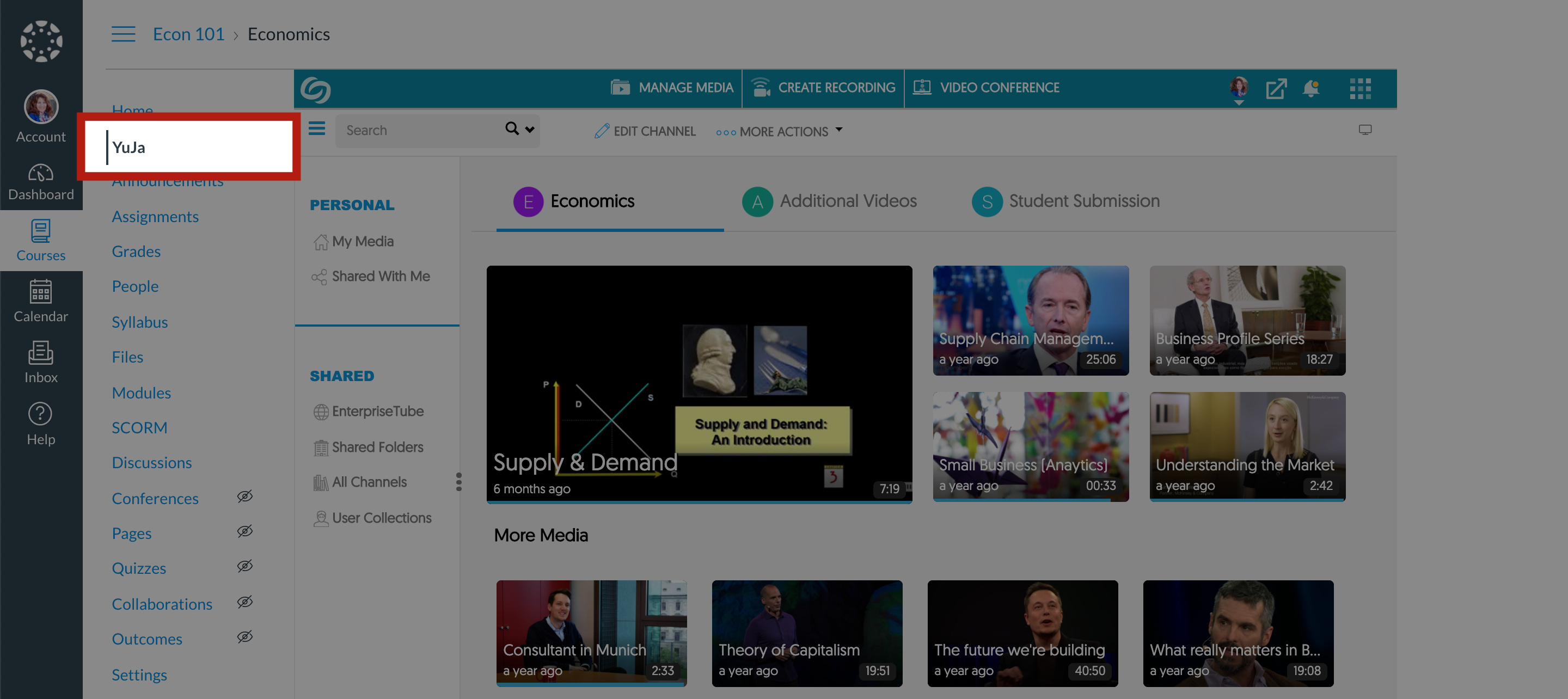Connexion à YuJa par l'intermédiaire du LMS de l'organisation