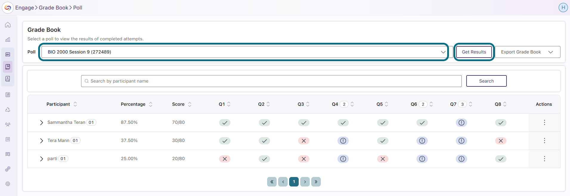 Engage getting results for polls