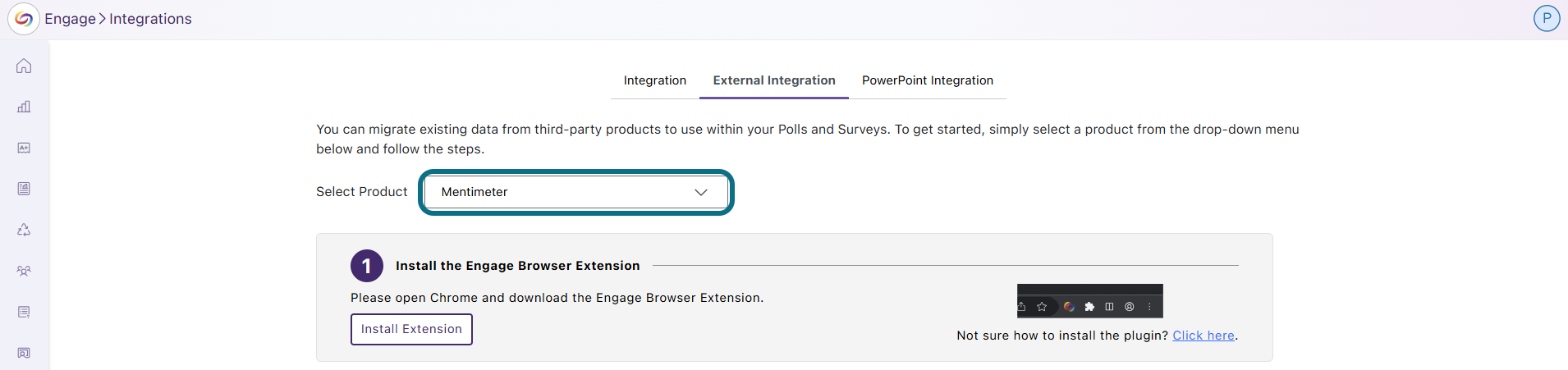 Engage : sélection du produit