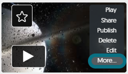 Vue de la vignette d'un média avec le bouton Plus… mis en évidence.