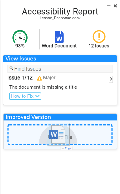 Accessibility Report Sections