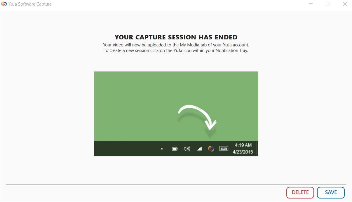 Window stating Your Capture Session has Ended.