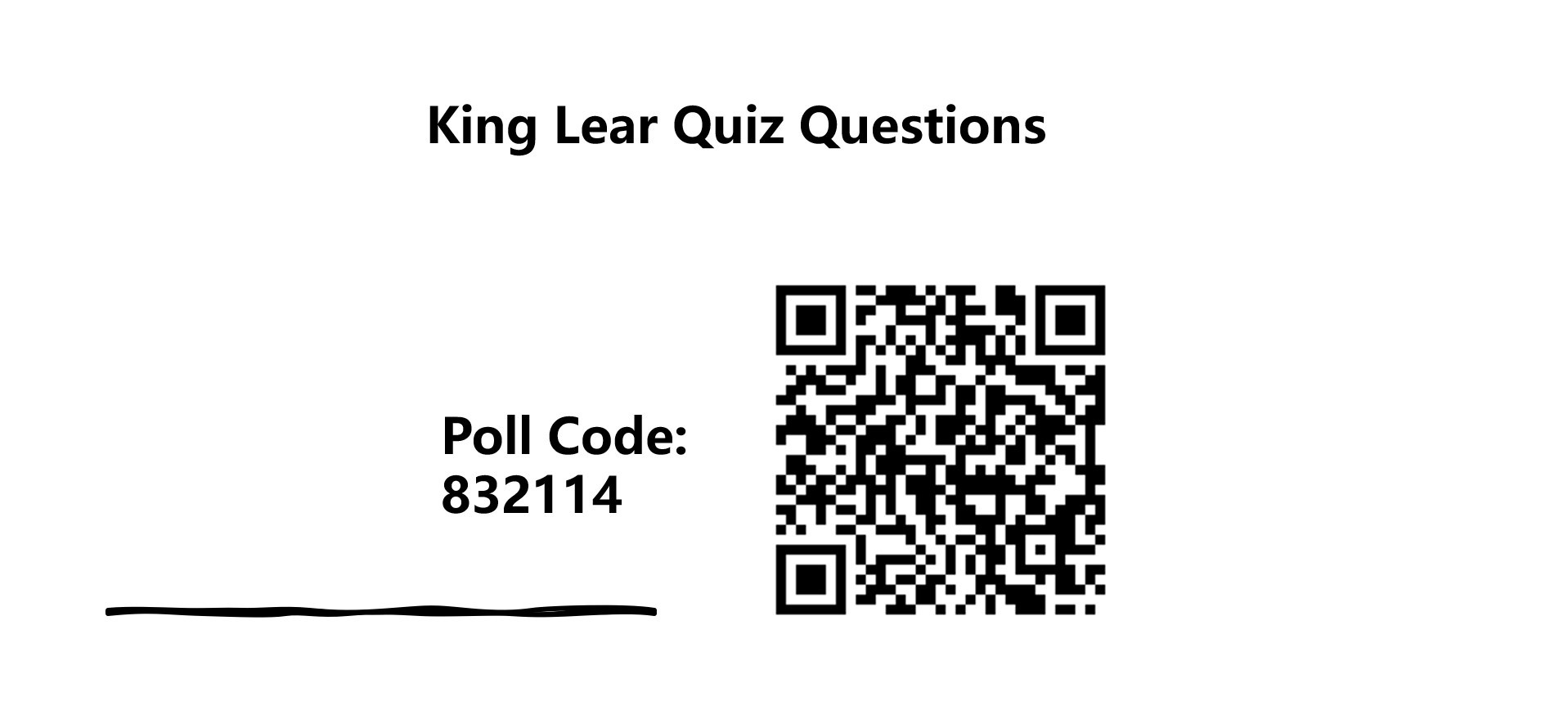 PowerPoint slide featuring the poll code and QR code.