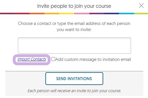 Invite New Members From Spreadsheet module with Imported Contacts highlighted.